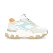 Hyperactive Leren Sneaker in Wit en Blauw Hogan , Multicolor , Dames