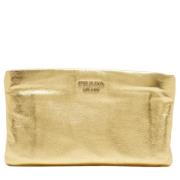 Pre-owned Leather clutches Prada Vintage , Yellow , Dames