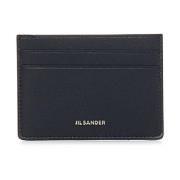 Zwarte portemonnee met zilveren logo print Jil Sander , Black , Heren