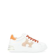 Rebel Leren Sneaker in Wit en Oranje Hogan , White , Dames