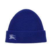 EKD Geborduurde Cashmere Beanie Hoed Burberry , Blue , Heren