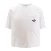 Logo Katoenen T-Shirt Fendi , White , Dames