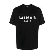 Moderne Zwart & Wit T-Shirt Balmain , Black , Heren