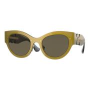 Transparent Brown Gold Sunglasses Versace , Yellow , Dames