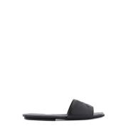 Zwarte Leren Sandalen met Logo Courrèges , Black , Dames