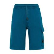 Blauwe Diagonale Fleece Cargo Shorts C.p. Company , Blue , Heren
