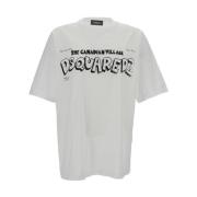 Witte Skater Fit Tee T-shirts en Polos Dsquared2 , White , Heren