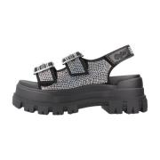 Stijlvolle Grijze Platte Sandalen Buffalo , Black , Dames