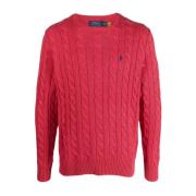 Klassieke Gebreide Crewneck Sweater Ralph Lauren , Red , Heren
