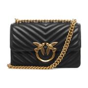 Gewatteerde Crossbody Tas met Logo Details Pinko , Black , Dames