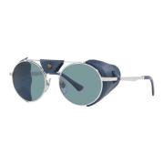 Zilver/Blauwe Zonnebril Persol , Gray , Unisex