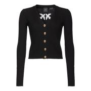 Logo Wollen Cardigan Pinko , Black , Dames