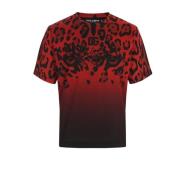 Animalier Katoenen T-Shirt Dolce & Gabbana , Red , Heren