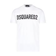 Wit Logo T-shirt Dsquared2 , White , Heren