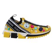 Gele Sorrento Kristallen Sneakers Schoenen Dolce & Gabbana , Yellow , ...