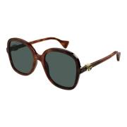 Havana/Green Sunglasses Gucci , Brown , Dames