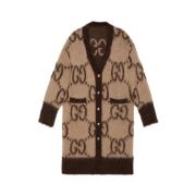 Bruine Jacquard Cardi-Coat Gucci , Multicolor , Dames