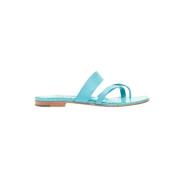 Pre-owned Leather sandals Manolo Blahnik Pre-owned , Blue , Dames