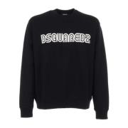 Heren Katoenen Sweatshirt Dsquared2 , Black , Heren