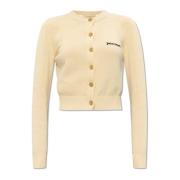 Cardigan met logo Palm Angels , Beige , Dames