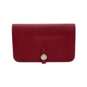 Pre-owned Leather wallets Hermès Vintage , Red , Dames