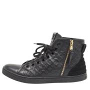 Pre-owned Leather sneakers Louis Vuitton Vintage , Black , Dames