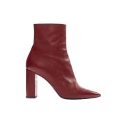 Pre-owned Leather boots Yves Saint Laurent Vintage , Red , Dames