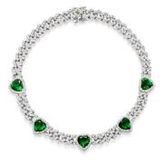 Women's Crystal Embellished Choker with Green Hearts Nialaya , Gray , ...