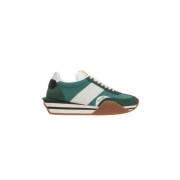 Groene lage sneakers met contrastband Tom Ford , Multicolor , Heren