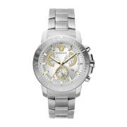 Stalen Quartz Horloge, Zilveren Kast Band Versace , Gray , Heren