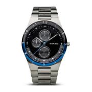 Zwart Stalen Quartz Horloge, 5Atm Bering , Gray , Heren