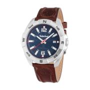 Blauw Leren Quartz Horloge Timberland , Gray , Heren