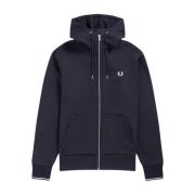 Blauwe Hoodie met Rits Fred Perry , Blue , Heren