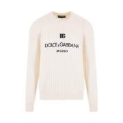 Ivoor Wol Logo Trui Dolce & Gabbana , Beige , Heren