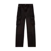 Straight Jeans D-Fish in Zwart/Grijs Diesel , Black , Heren
