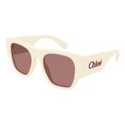 Ivory/Red Zonnebril Chloé , Beige , Dames