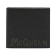 Zwarte Logo Portemonnee Kaartsleuven Zilver Alexander McQueen , Black ...