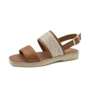 Platte Leren Sandalen voor Vrouwen Hogan , Brown , Dames