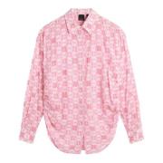 Geborduurde Monogram Mousseline Overhemd Pinko , Pink , Dames