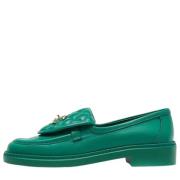 Pre-owned Leather flats Chanel Vintage , Green , Dames