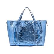 Superlight Shopping Bag Bluette Gelamineerd Leer Gianni Chiarini , Blu...