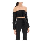 Glanzende Off-Shoulder Gerimpelde Crop Top Rotate Birger Christensen ,...