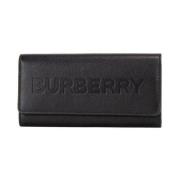 Geëtst leren clutch portemonnee Burberry , Black , Dames