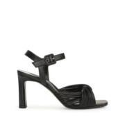 Twist-Detailleerde Leren Sandalen Sergio Rossi , Black , Dames