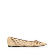 Mermaid Leren Ballerina Schoenen Sergio Rossi , Beige , Dames