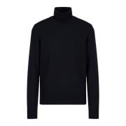 Blauwe Gebreide Coltrui Sweater Emporio Armani , Blue , Heren