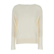 Boatneck Witte Sweater Allude , White , Dames