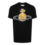 Zwarte katoenen T-shirt met Orb-logo Vivienne Westwood , Black , Heren