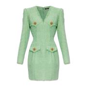 Tweed jurk Balmain , Green , Dames