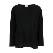 Zwarte Boatneck Sweater 1/1 Allude , Black , Dames